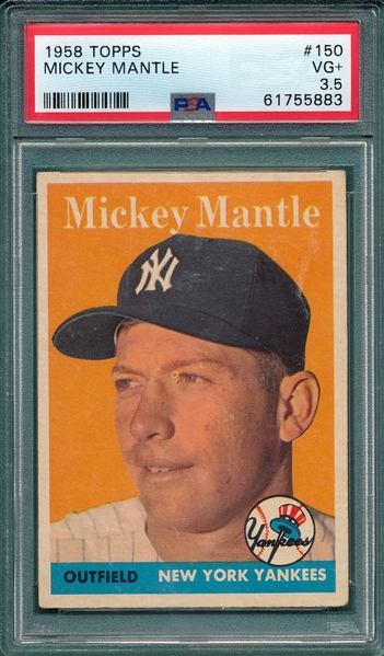 1958 Topps #150 Mickey Mantle PSA 3.5