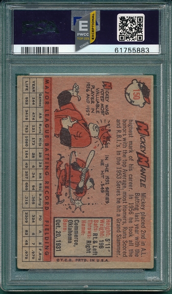 1958 Topps #150 Mickey Mantle PSA 3.5