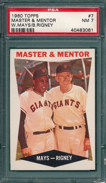 1960 Topps #007 Master & Mentor, W/ Mays, PSA 7