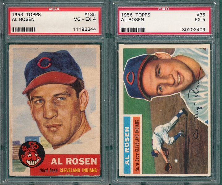 1953/56 Topps Al Rosen, Lot of (2) PSA 