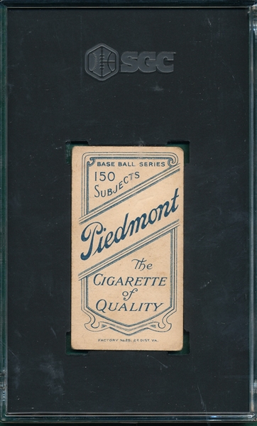 1909-1911 T206 Crandall, Portrait, No Cap, Piedmont Cigarettes SGC 1.5