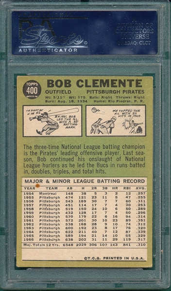 1967 Topps #400 Bob Clemente PSA 4