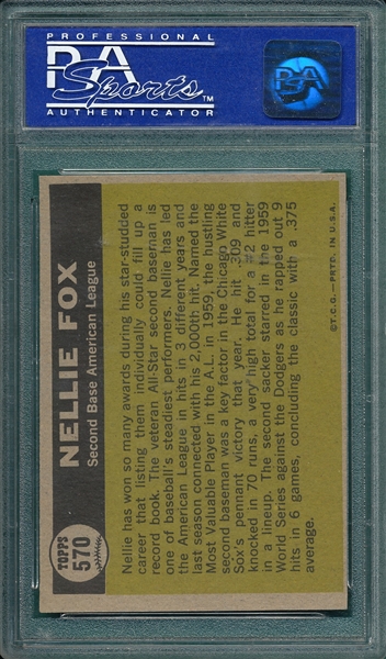 1961 Topps #570 Nellie Fox, AS, PSA 8 *Hi #*