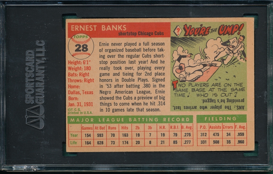 1955 Topps #28 Ernie Banks SGC 3.5