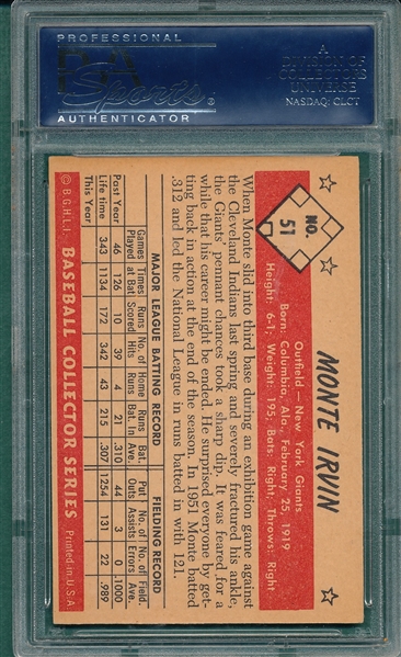 1953 Bowman Color #51 Monte Irvin PSA 6