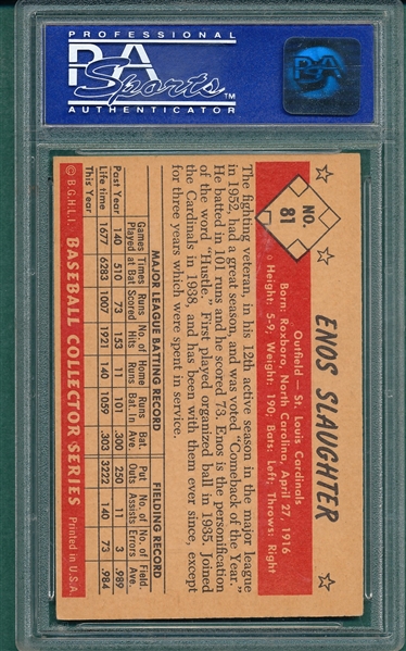 1953 Bowman Color #81 Enos Slaughter PSA 6