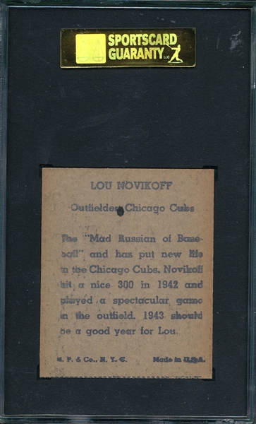 1943 R302-1 Lou Novikoff, M. P. & Co., SGC 80
