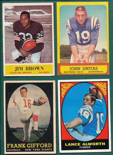 1958-67 Football Lot of (4) W/ Unitas & Jim Brown