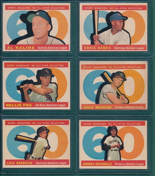 1960 Topps Lot of (6) All Star Cards W/ Banks *Hi #s*