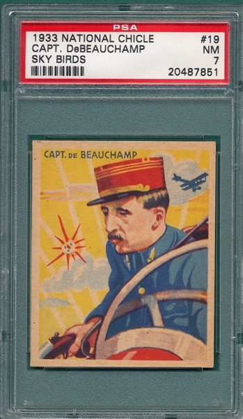 1933 Skybirds #19 Capt. DeBeauchamp, National Chicle, PSA 7
