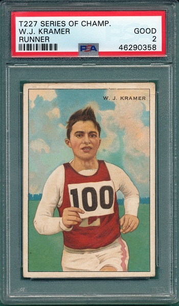 1910 T227 Kramer, Series Of Champions, Honest Long Cut,PSA 2
