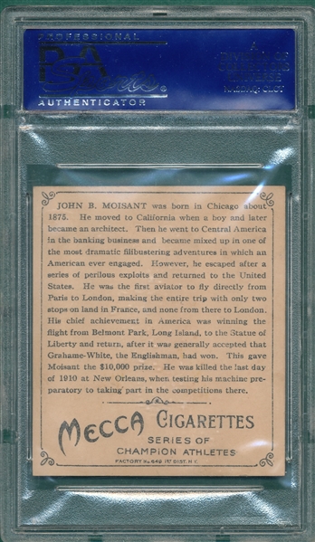 1910 T218 Champions, J. B. Moisant, Mecca Cigarettes, PSA 6