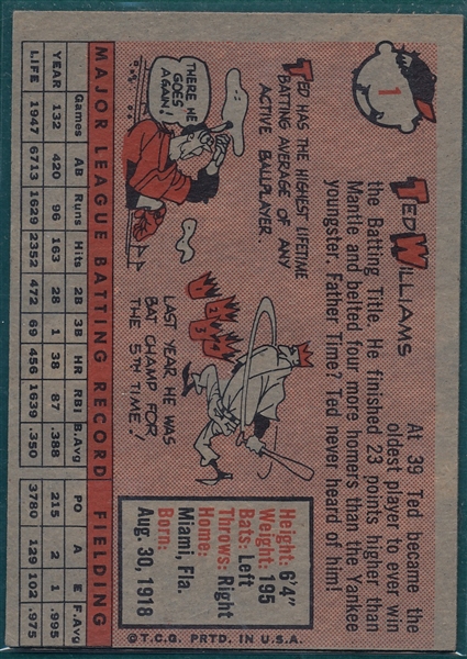 1958 Topps #1 Ted Williams