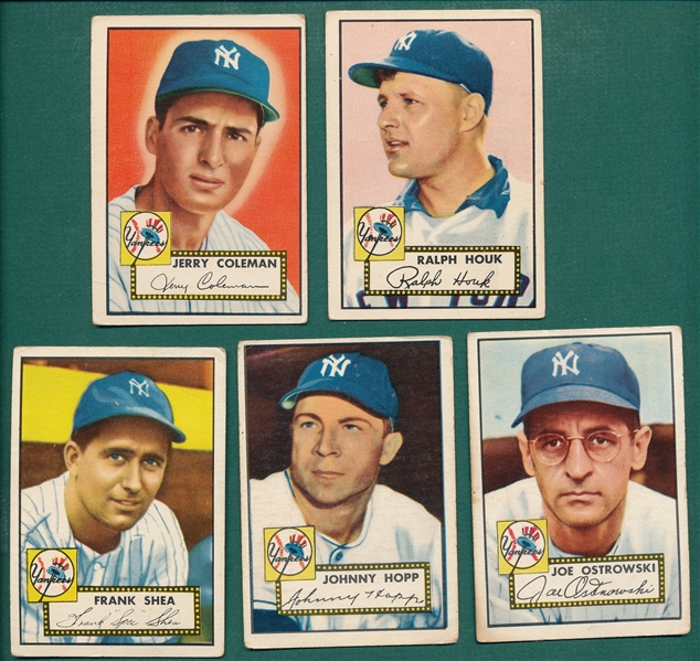 1952 Topps Lot of (5) Yankees W/ #237 Jerry Coleman