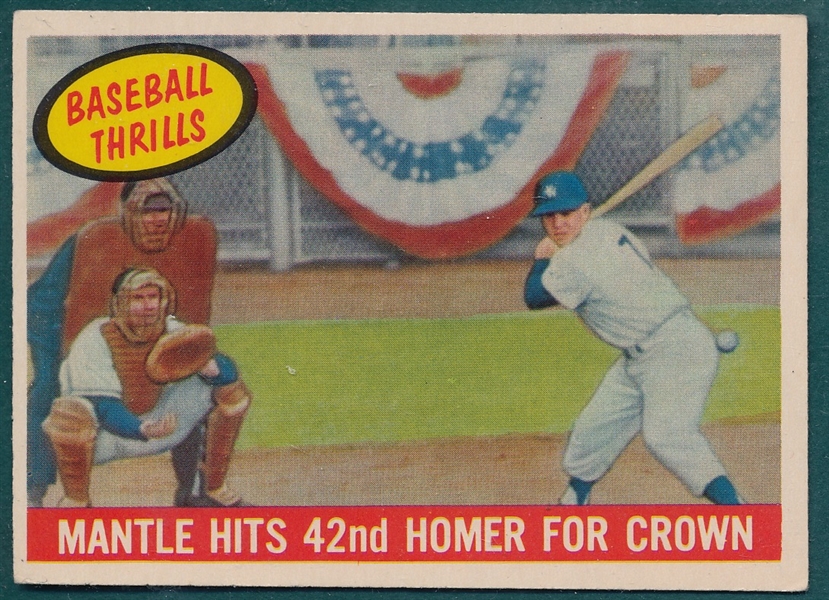 1959 Topps #461 Mantle Hits 42nd Homer