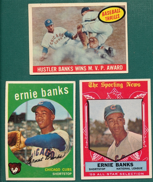 1959 Topps Ernie Banks, Lot of (3)