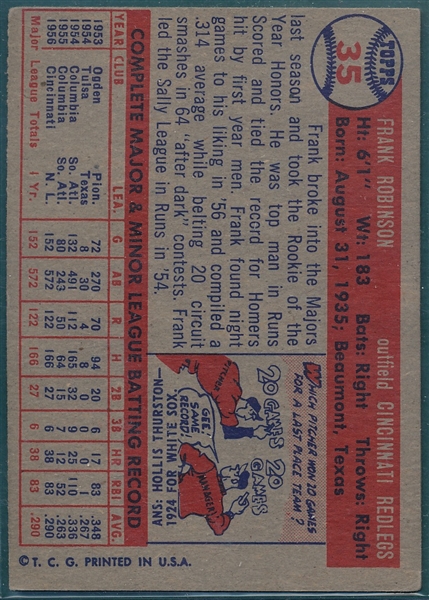 1957 Topps #35 Frank Robinson, Rookie 