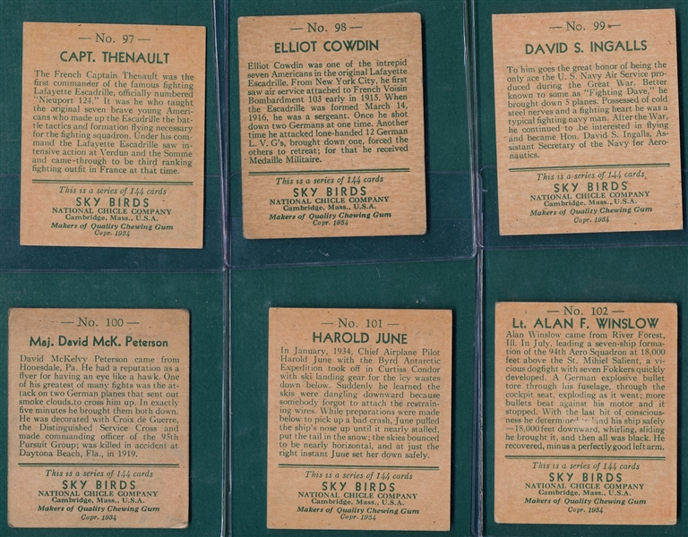 1933 R136 Sky Birds National Chicle, Complete Set of High Numbers (12)