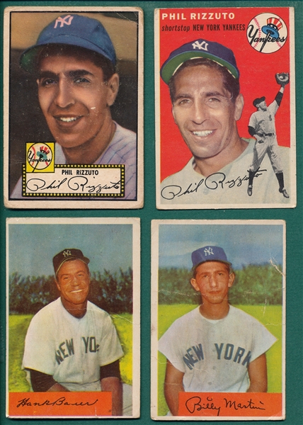 1952-54 Topps/Bowman Lot of (4) Yankees W/ Rizzuto (2)
