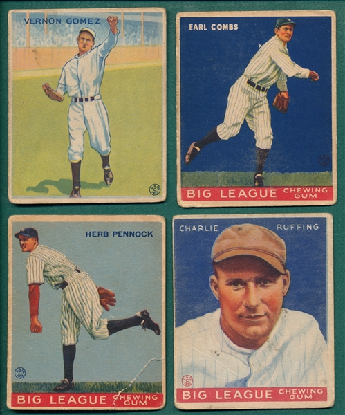 1933 Goudey Lot of (4) Yankees W/ #216 Gomez