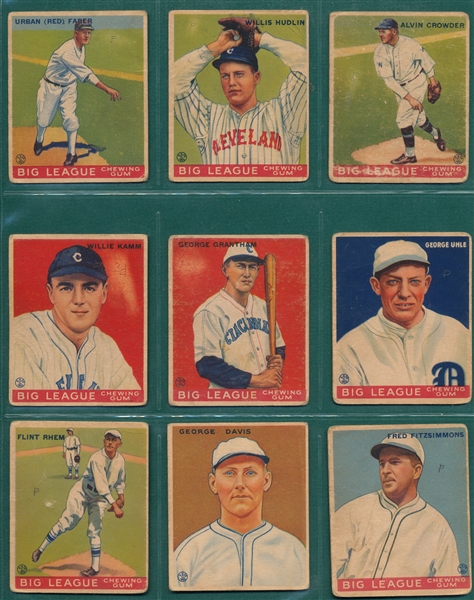 1933 Goudey Lot of (9) W/ #79 Red Faber