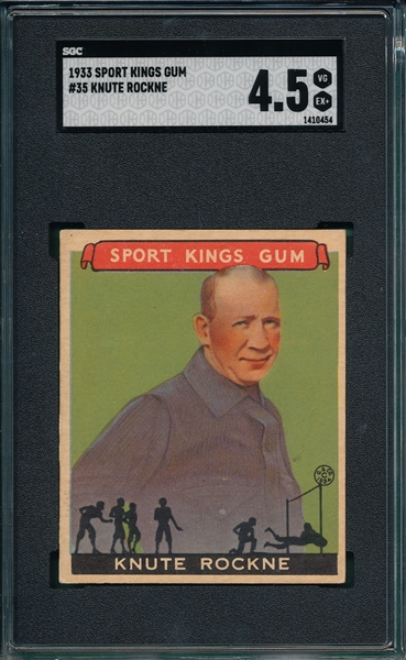 1933 Sport Kings #35 Knute Rockne SGC 4.5 *Rookie*