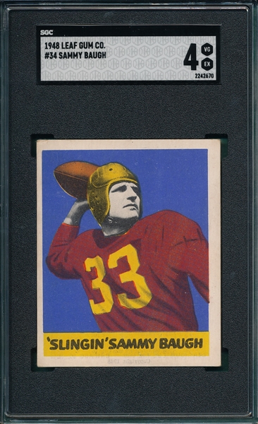 1948 Leaf Football #34 Sammy Baugh SGC 4 