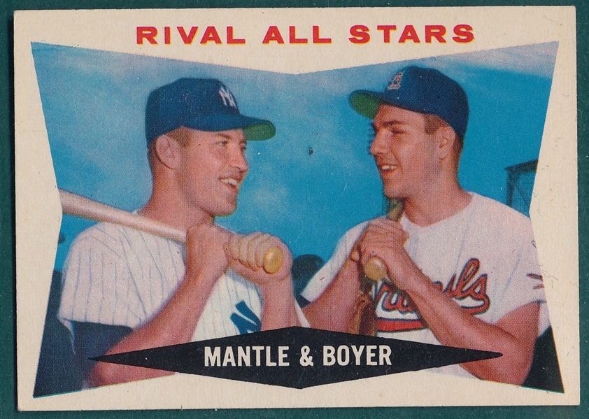 1960 Topps #160 Rival All Stars W/ Boyer & Mantle