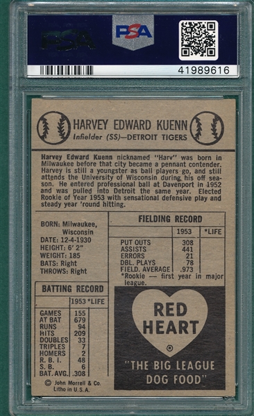 1954 Red Heart Harvey Kuenn PSA 6