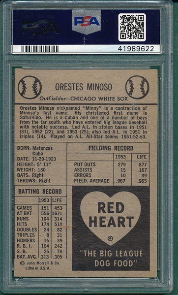 1954 Red Heart Minnie Minoso PSA 5