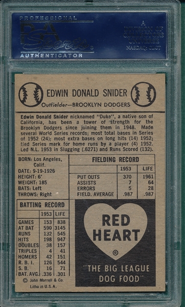1954 Red Heart Duke Snider PSA 5.5