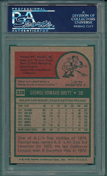 1975 Topps #228 George Brett PSA 6 *Rookie*