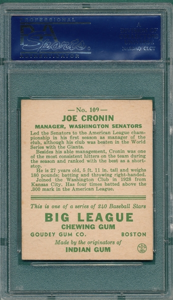 1933 Goudey #109 Joe Cronin PSA 6