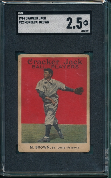 1914 Cracker Jack #32 Mordecai Brown SGC 2.5 *Federal League*