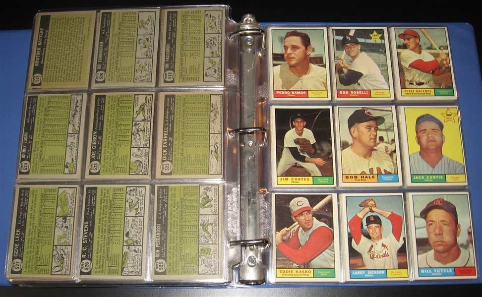 1961 Topps Baseball Complete Set (587 Cards) Plus Variations