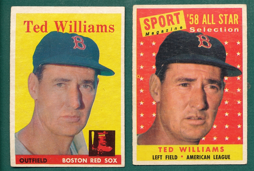 1958 Topps #476 Musial & #488 Aaron, All Stars, Lot of (2)