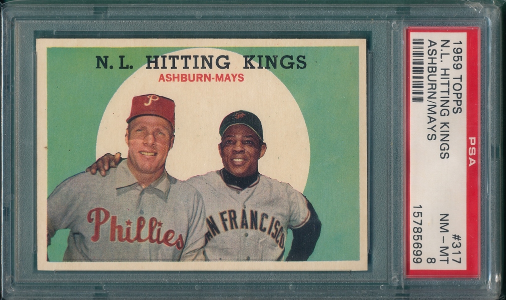 1959 Topps #317 NL Hitting Kings W/ Mays PSA 8