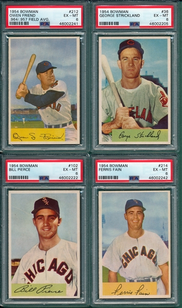 1954 Bowman Lot of (4) W/ #102 Pierce, PSA 6