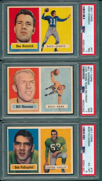 1957 Topps Football Lot of (5) W/ #35 Tunnell PSA 5