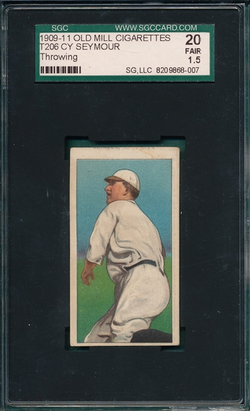 1909-1911 T206 Seymour, Throwing, Old Mill Cigarettes SGC 20