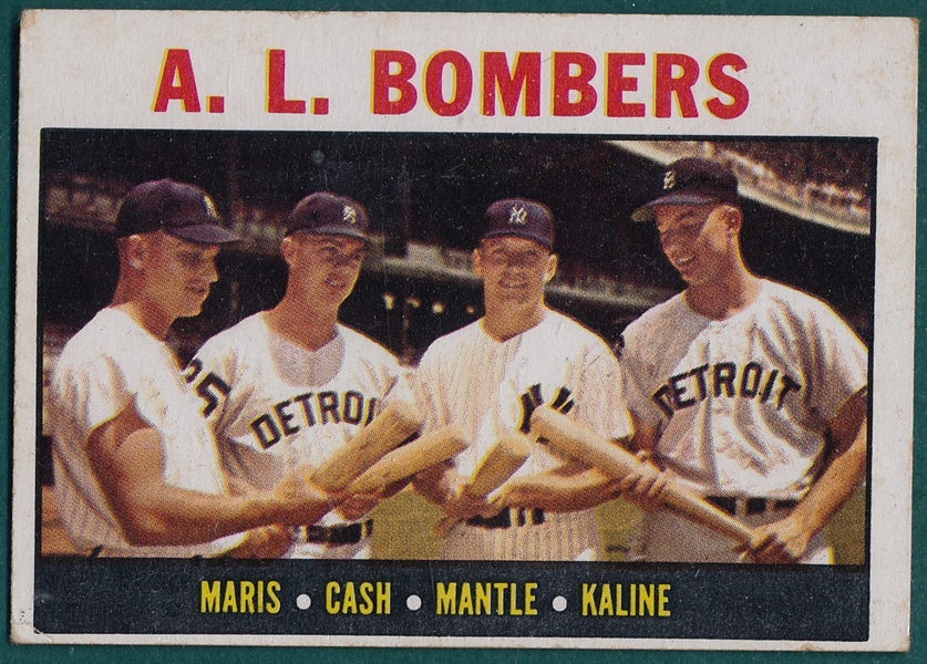 1964 Topps #331 AL Bombers (A) W/ Maris, Kaline & Mantle