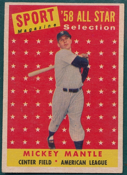 1958 Topps #487 Mickey Mantle, All Star