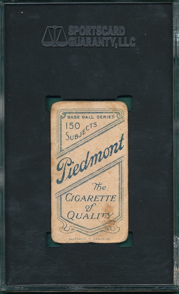 1909-1911 T206 Lajoie, Portrait, Piedmont Cigarettes SGC 10