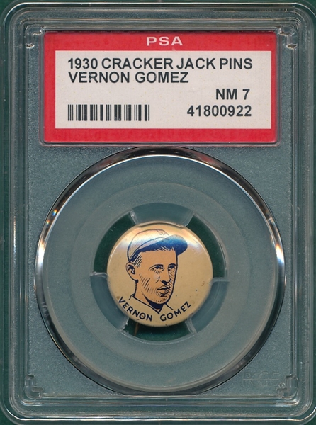 1930 Cracker Jack Pin Vernon Gomez PSA 7