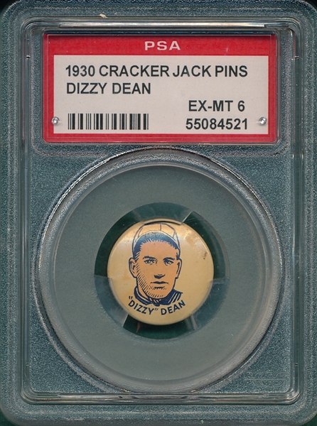 1930 Cracker Jack Pin Dizzy Dean PSA 6