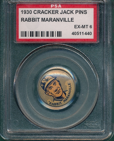 1930 Cracker Jack Pin Rabbit Maranville PSA 6