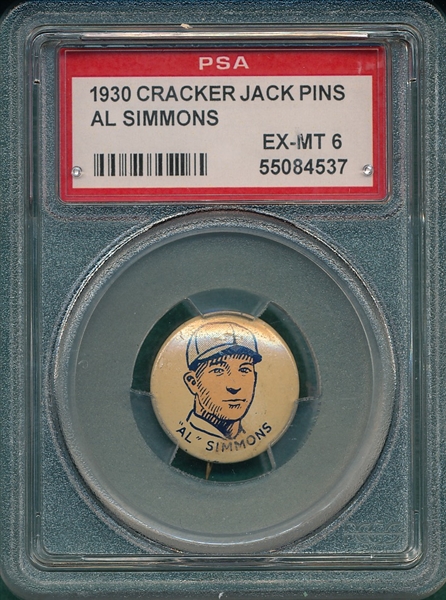 1930 Cracker Jack Pin Al Simmons PSA 6
