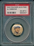 1930 Cracker Jack Pin Al Simmons PSA 6