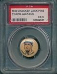1930 Cracker Jack Pin Travis Jackson PSA 5