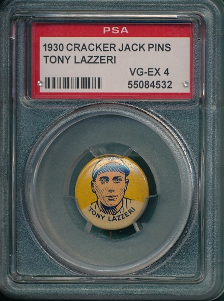 1930 Cracker Jack Pin Tony Lazzeri PSA 4
